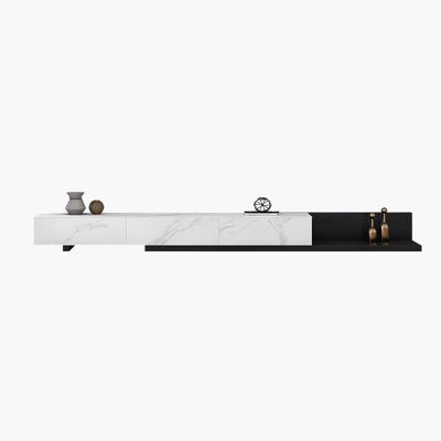 Dionne Extendable TV Stand 2, Sintered Stone - Black - B - 1800mm