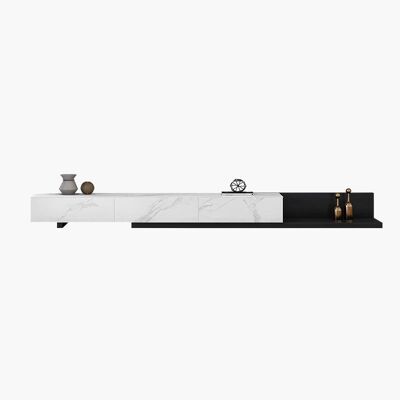 Dionne Extendable TV Stand 2, Sintered Stone - Black - C - 2000mm