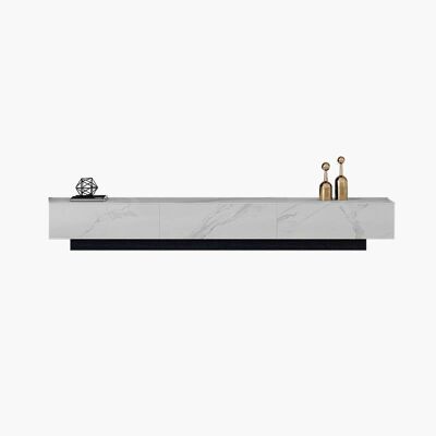 Dionne Extendable TV Stand, Sintered Stone - White - B - 2000mm