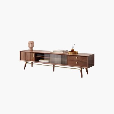 T141 TV Stand, Rosewood & Glass