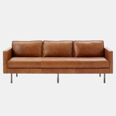 Barbican Three Seater Sofa, Real Leather - Brown - Armchair