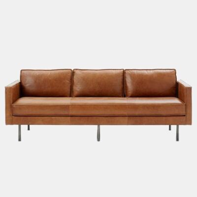 Barbican Three Seater Sofa, Real Leather - Black - Three Seater