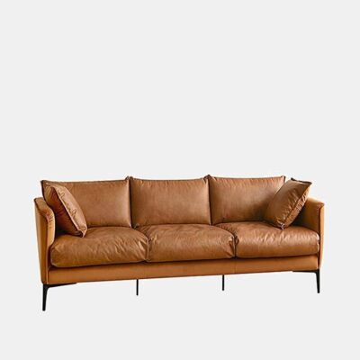 Jarrod Three Seater Sofa, Real Leather + Velvet - Black - 3 Seater Corner