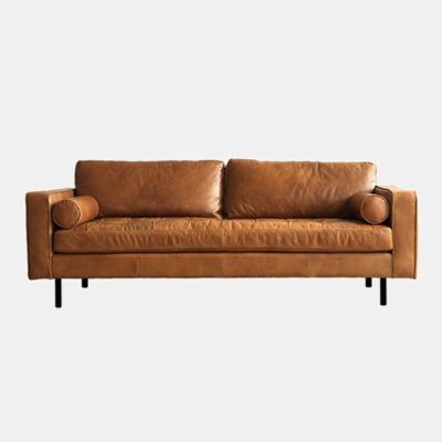 Porto Two Seater Sofa, Italian Genuine Leather - Ottoman