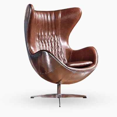 Arne Jacobsen Aviator Egg Chair, Brown - Dark Brown - Oil Wax Leather