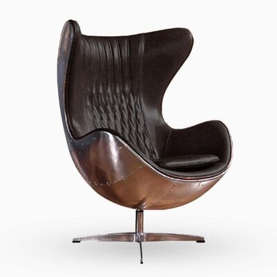 Aviator Egg Chair, Dark Brown - Brown - PU Leather