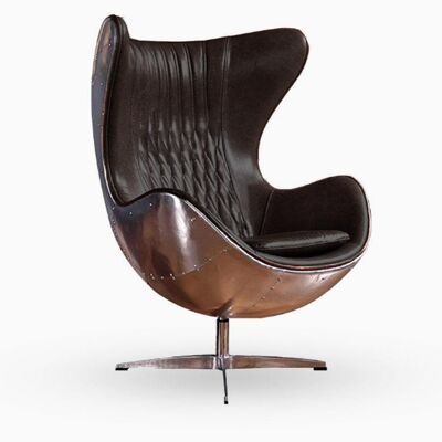 Aviator Egg Chair, Dark Brown - Tan - PU Leather