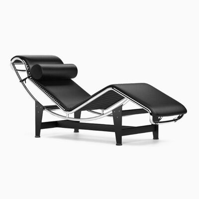 Le Corbusier LC4 Chaise Lounge, Black - Italian Genuine Leather