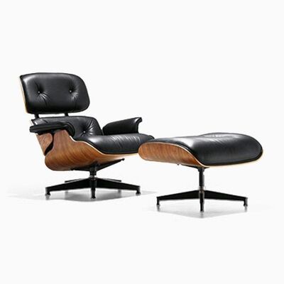 Eames Lounge Chair, Black/ Walnut Minimum Quantity: 3 - Italian Genuine Leather