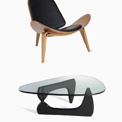 Hans Wegner CH07 Shell Chair + Noguchi Coffee Table BROWN/ BLACK