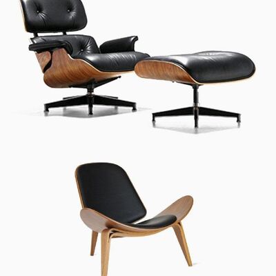 Eames Lounge Chair + Hans Wegner CH07 Shell Chair BLACK/ WALNUT