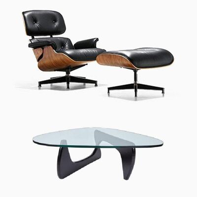 Eames Lounge Chair + Noguchi Coffee Table BLACK/ WALNUT