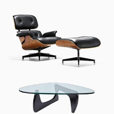 Eames Lounge Chair + Noguchi Coffee Table WHITE/ ROSEWOOD
