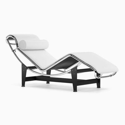 Le Corbusier LC4 Chaise Lounge, White - PU Leather