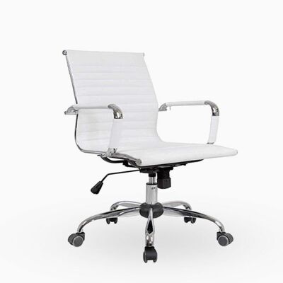 Eames Ribbed Executive Office Chair, Medium Back, White