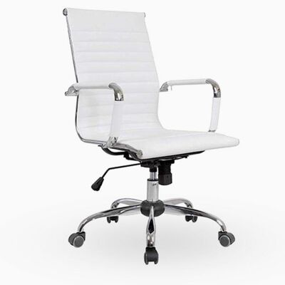 Eames Ribbed Executive Office Chair, High Back, White