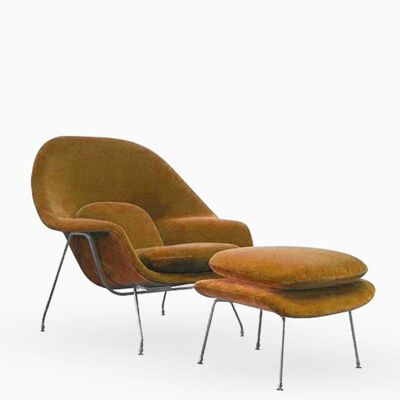 Eero Saarinen Womb Chair And Ottoman, Brown