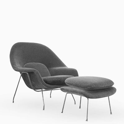 Eero Saarinen Womb Chair And Ottoman, Grey