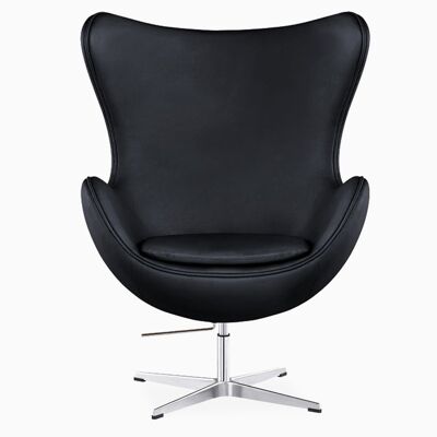 Arne Jacobsen Egg Chair, Black - Italian Genuine Leather