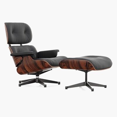 Eames Lounge Chair And Ottoman, Rosewood - PU Leather