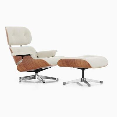 Eames Lounge Chair And Ottoman, Chrome Base - PU Leather