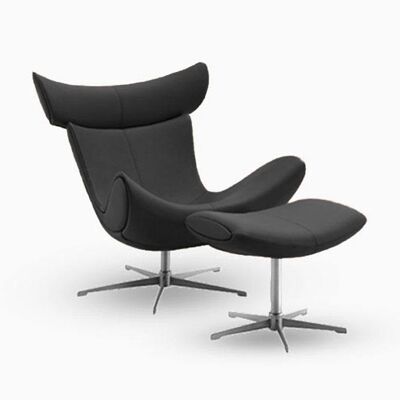 Imola Chair And Footstool, Black/ Star Legs - Velvet