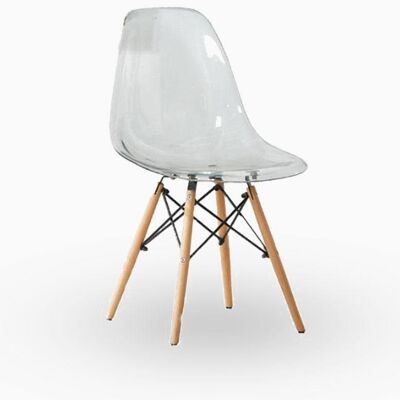 Eames Style DAW Dining Chair, Clear Color Black