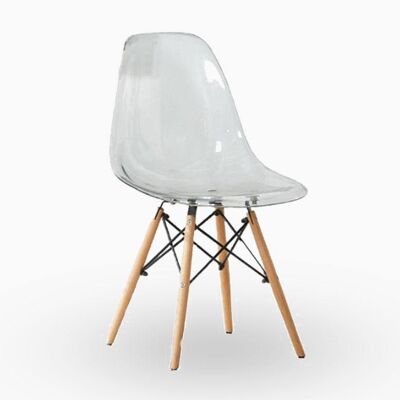 Eames Style DAW Dining Chair, Clear Color White