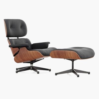 Eames Lounge Chair And Ottoman, Black & Walnut - Black - Palisander