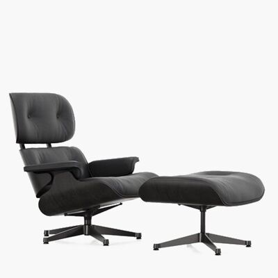 Eames Lounge Chair And Ottoman, Black & Walnut - Black - Black Ash