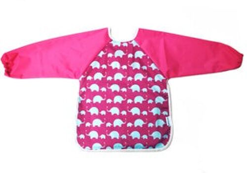 Premium Soft Long Sleeve Water Resistant Washable Bib (Pink Elephant) (LBIB200)