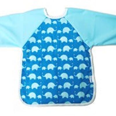 Premium Soft Long Sleeve Water Resistant Washable Bib (Blue Elephant) (LBIB100)