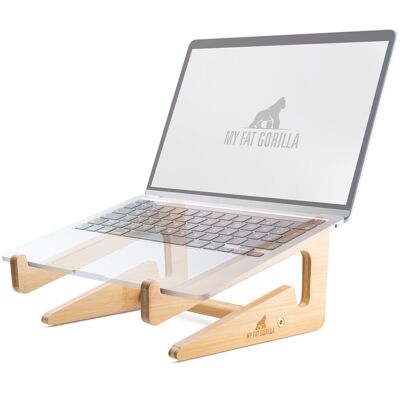 Laptop Ständer aus Bambus, ergonomische universal Halterung für Notebook Erhöhung, kompatibel für 10-15 Zoll, Laptop Halterung Schreibtisch, vertikaler Laptop Stand