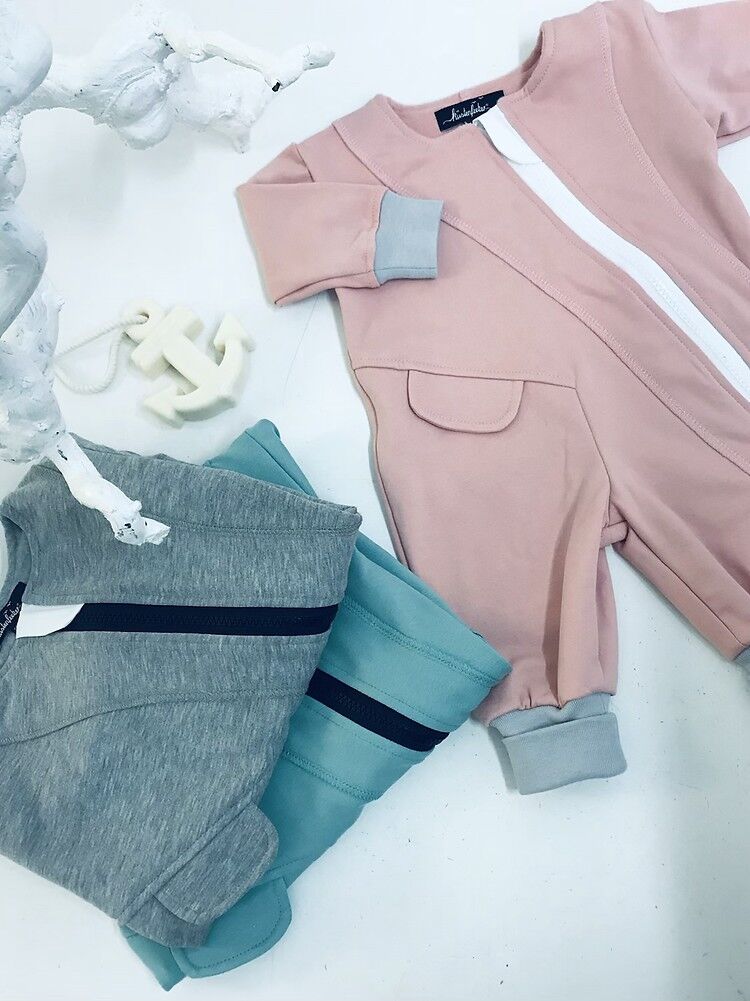 Baby romper plain, pink, grey or mint, size 50/56 to 86/92, also ideal as pajamas