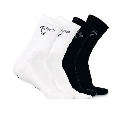Salute Pinguin Socken Bio-Baumwolle Set Black-White - 4 Paar