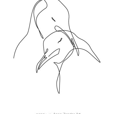 Pinguin Kunstdruck weiß - PANGU x ANNA ZENDER ART (A3 / A4) - A4