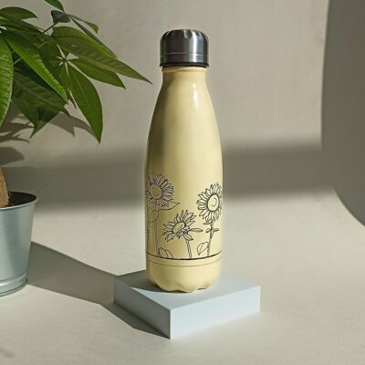 Insulated bottle "Sunflowers" pastel yellow
