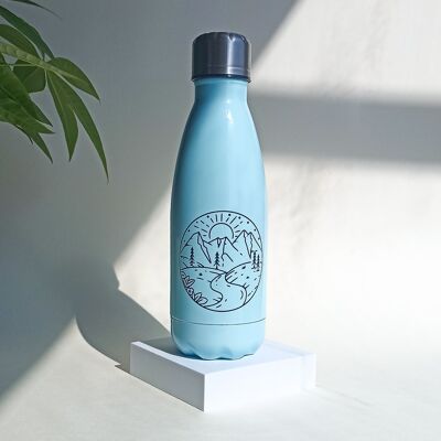Insulated bottle "Little mountain" pastel blue