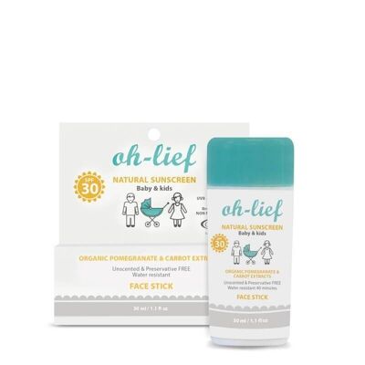 Oh-Lief Natural Sunscreen Face Stick - Kids & Baby 30g