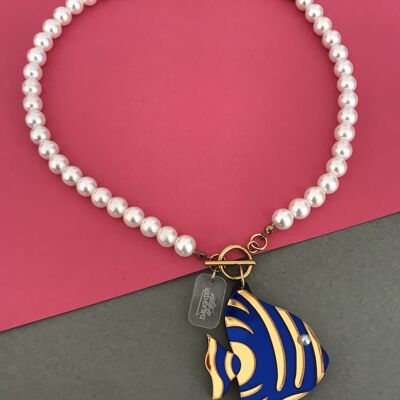 CORAL FISH PEARLS NECKLACE
