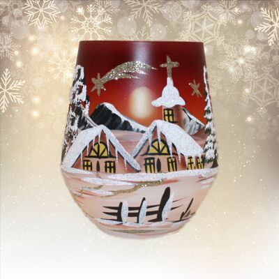 Lantern cup with landscape and church red