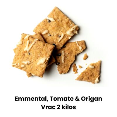 Keks-Aperitif-Cracker BIO Französischer Emmentaler, Tomate & Oregano - Bulk 2 Kilo