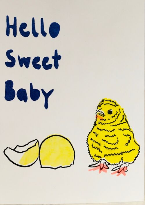 Karte Hello Sweet Baby Küken
