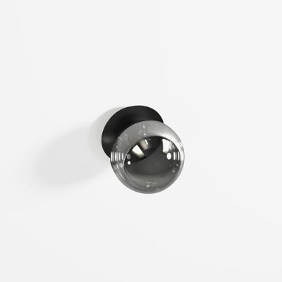 Lámpara de pared en metal negro y globo de cristal, Enna