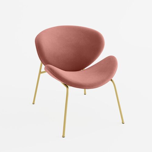 Fauteuil Malaga en velours rose vintage et pieds métal noir