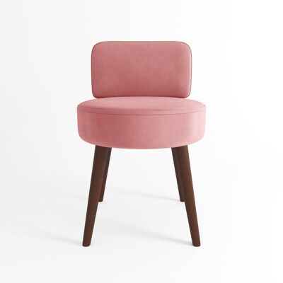 Petit fauteuil Gina en velours rose vintage
