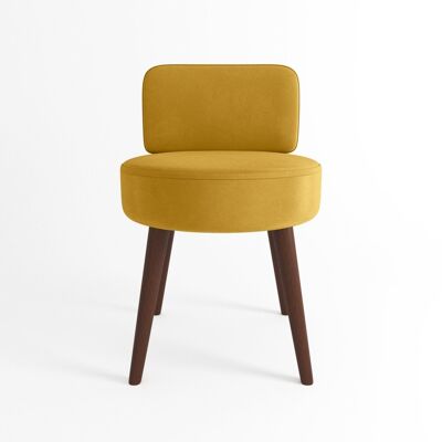 Petit fauteuil Gina en velours jaune moutarde