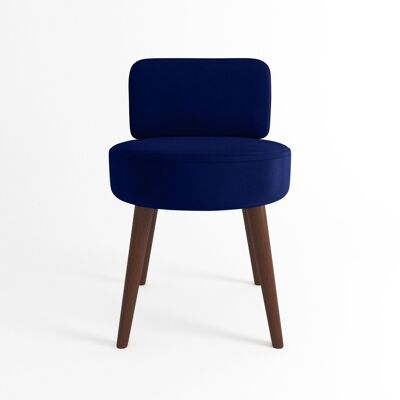 Petit fauteuil Gina en velours bleu nuit