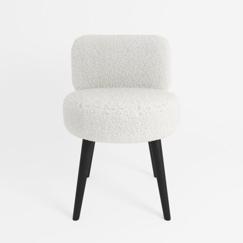 Petit fauteuil écru en tissu effet laine bouclée, Gina