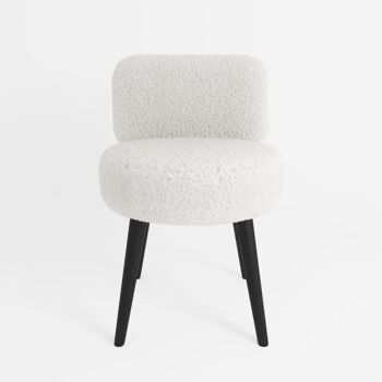 Petit fauteuil écru en tissu effet laine bouclée, Gina 1